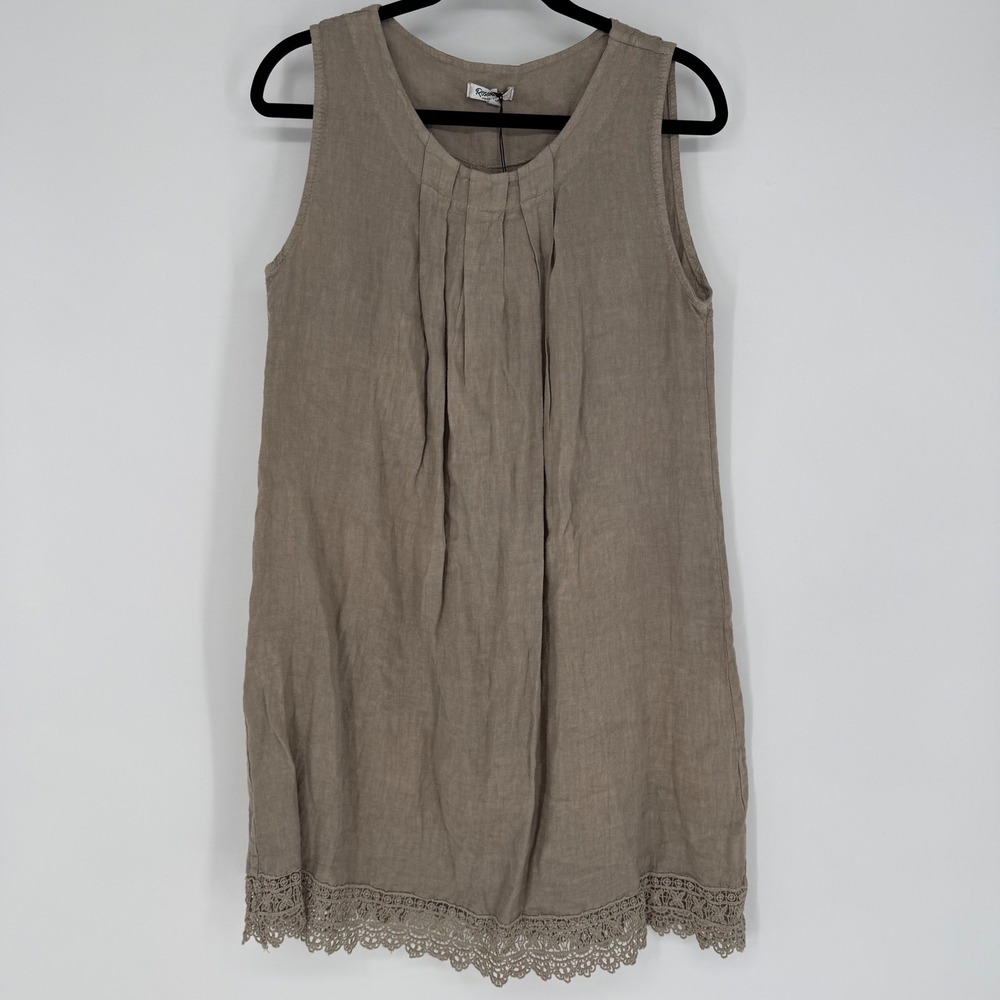 ROSEMARINE LINEN SHEATH DRESS‎ BEIGE NWT LARGE